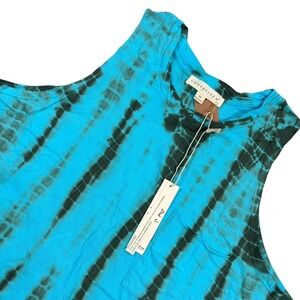 NWT LoveStitch‎ M Crop Tank Top Tie Dye Love Muscle Blue 80s 90s Festival
